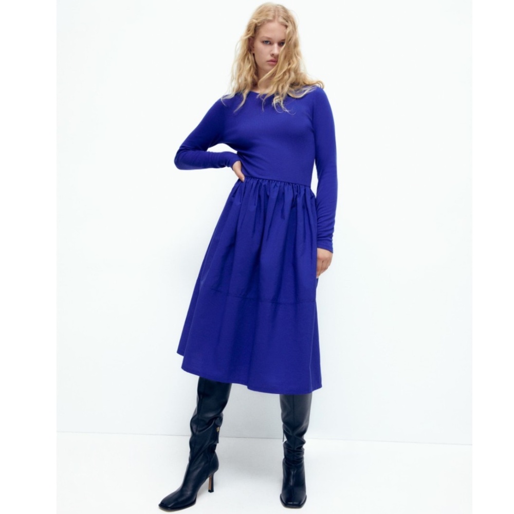 NWT Zara Blue Fit and Flare Dress